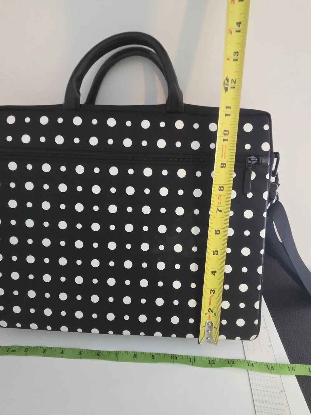 Polka Dot Black & White Laptop Messenger Bag